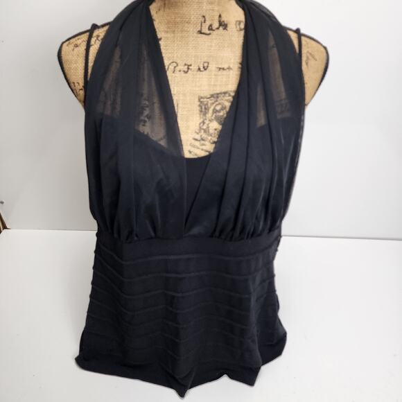 Torrid Black Chiffon Sheer Fabric Striped Halter Top Women's Plus Size 2 - Picture 1 of 4